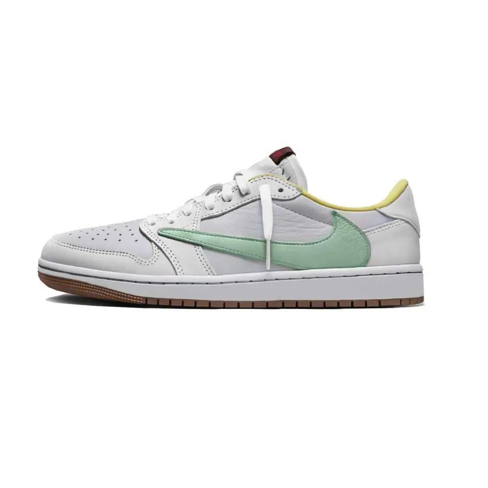 Travis Scott x Jordan Air Jordan 1 Low Top Vintage Basketball Shoes Unisex Gray Green