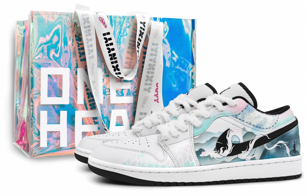 Jordan Air Jordan 1 Cushioned Slip-Resistant Abrasion-Resistant Low-Top Vintage Basketball Shoes Men's White Cyan