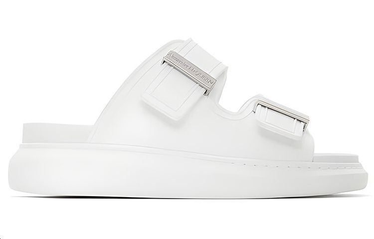 Alexander McQueen Hybrid Buckled Rubber Sandals White Women's