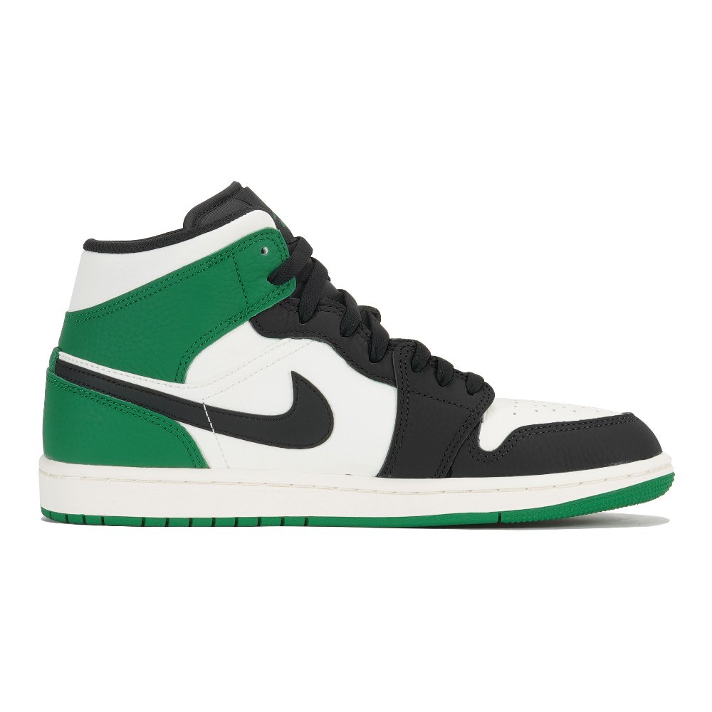 Jordan Air Jordan 1 Slip-Resistant Mid-Top Vintage Basketball Shoes Men's White Green