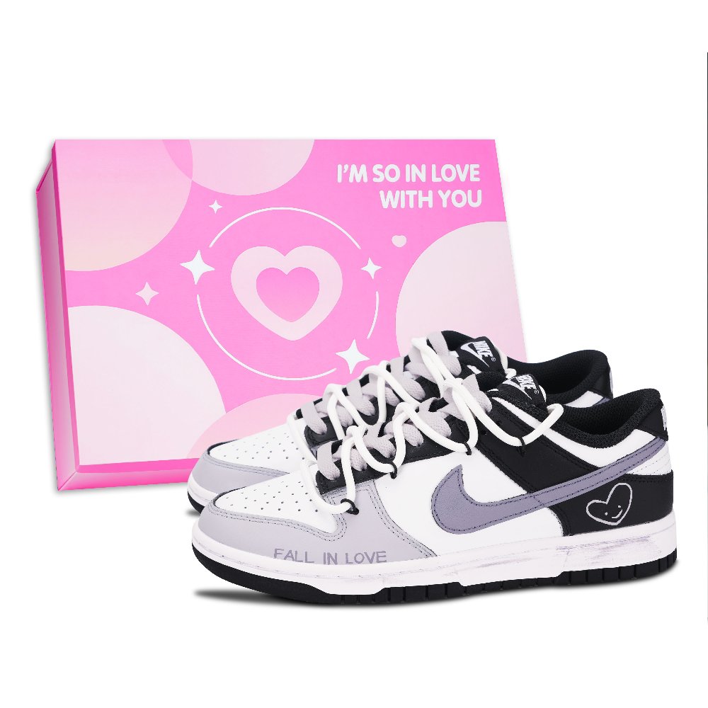 Nike Dunk Black White, Falling In Love Abrasion Resistant Low Top Skateboard Shoes Unisex Black Purple