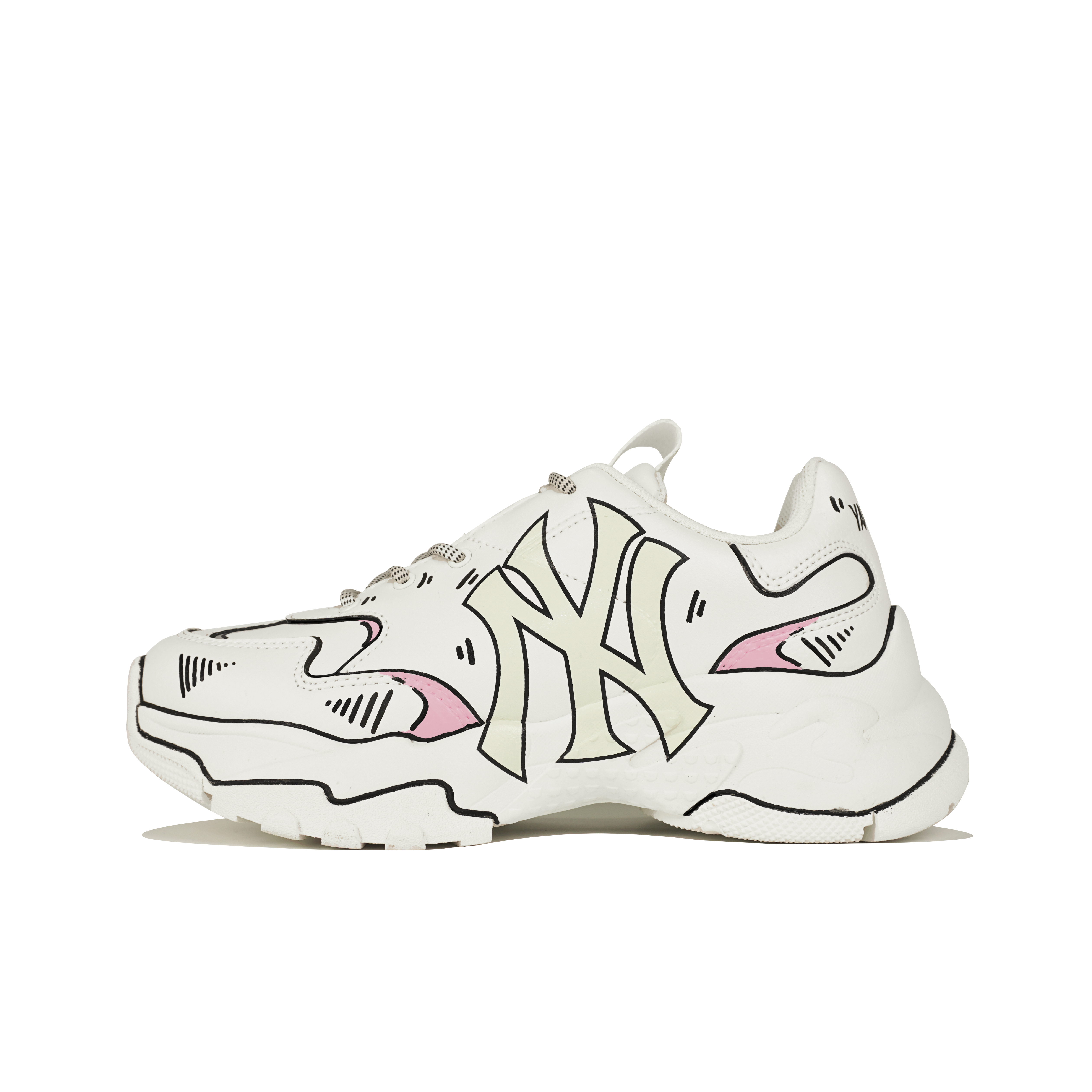 MLB Big Ball Chunky Kuji Cushioning Support Low-Top Chunky Sneakers Unisex White Pink