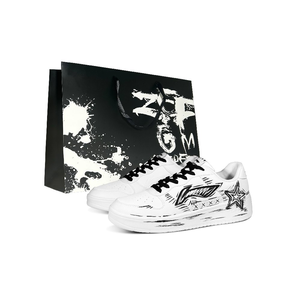 LiNing Pontoon Boats Crazy Star Low Top Skateboard Shoes Men's Black White