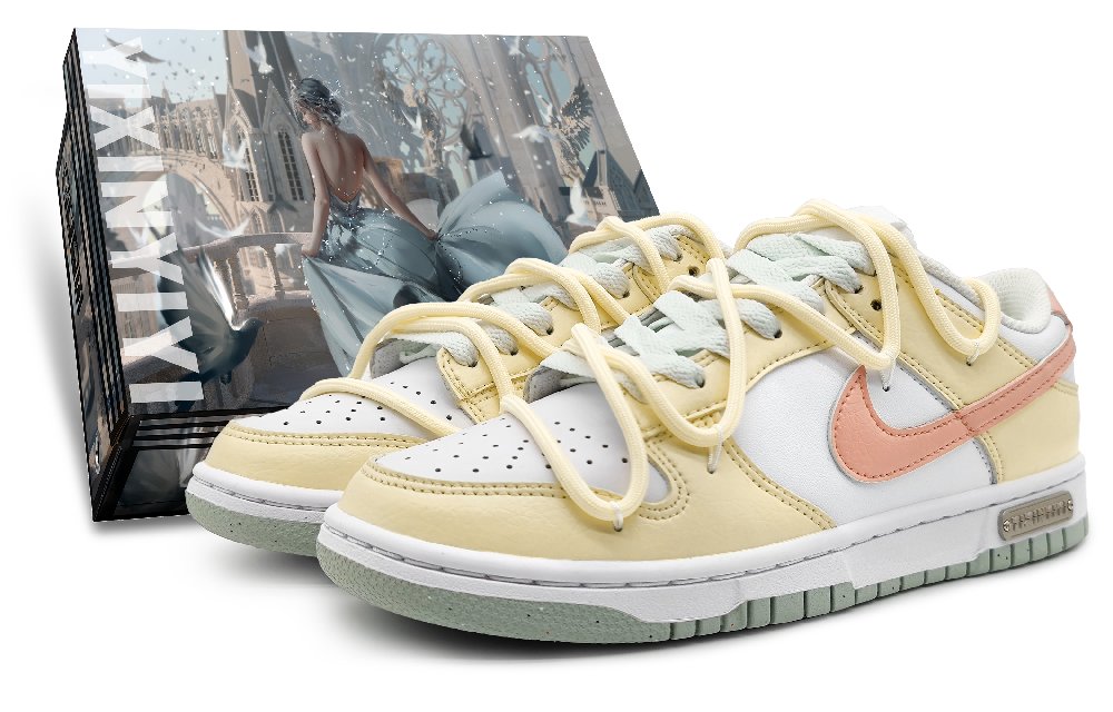 Nike Dunk Low Next Nature Low-Top Skateboard Shoes Women's Yellow Pink