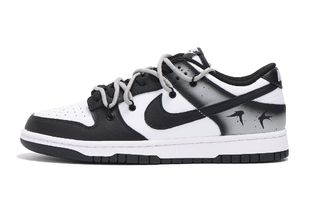 Nike Dunk Low Low-Top Skateboard Shoes GS Black White Gray