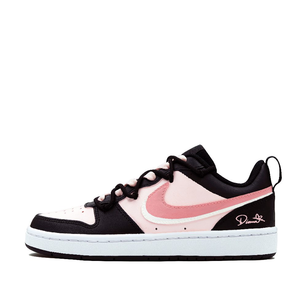 Nike Court Borough Whale Heart Pink Ink Nebula Wear-resistant And Lightweight Low-Top Skateboard Shoes GS Black Pink