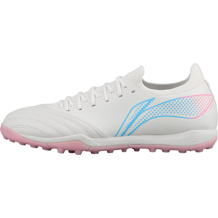 LiNing MG Rubber Short Studs Firm Ground Cushioning, Wear Resistant Soccer Shoes Men's White Pink Blue