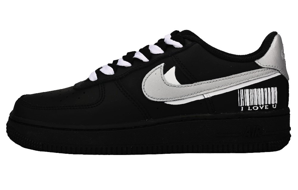 Nike Air Force 1 Cool Black Silver Wing Vlad Low Top Skateboard Shoes Men's Black Silver