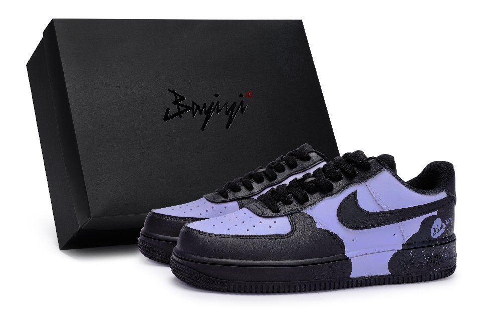 Nike Air Force 1 Impact Resistant Quick Dry Low-Top Skateboard Shoes Unisex Black Purple