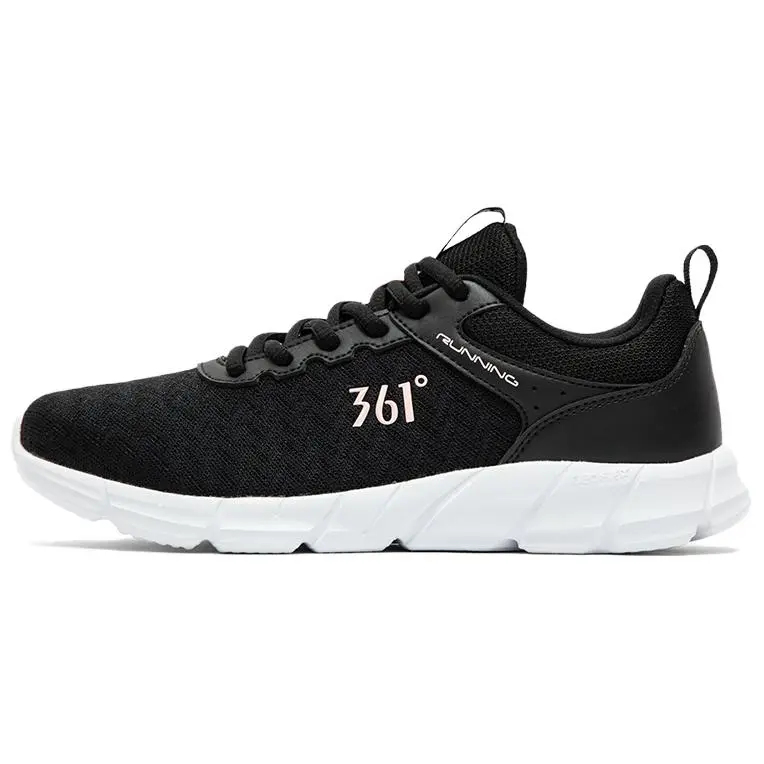361° Cushioning Lightweight Rebound Low Top Sprint Running Shoes Women's Obsidian Black 361 Degrees White