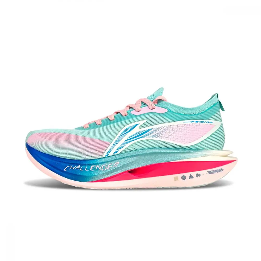 LiNing Flyco 5 ELITE Shock Absorbers Slip Resistant Breathable Low top Casual Running Shoes Unisex Youth Blue Pink