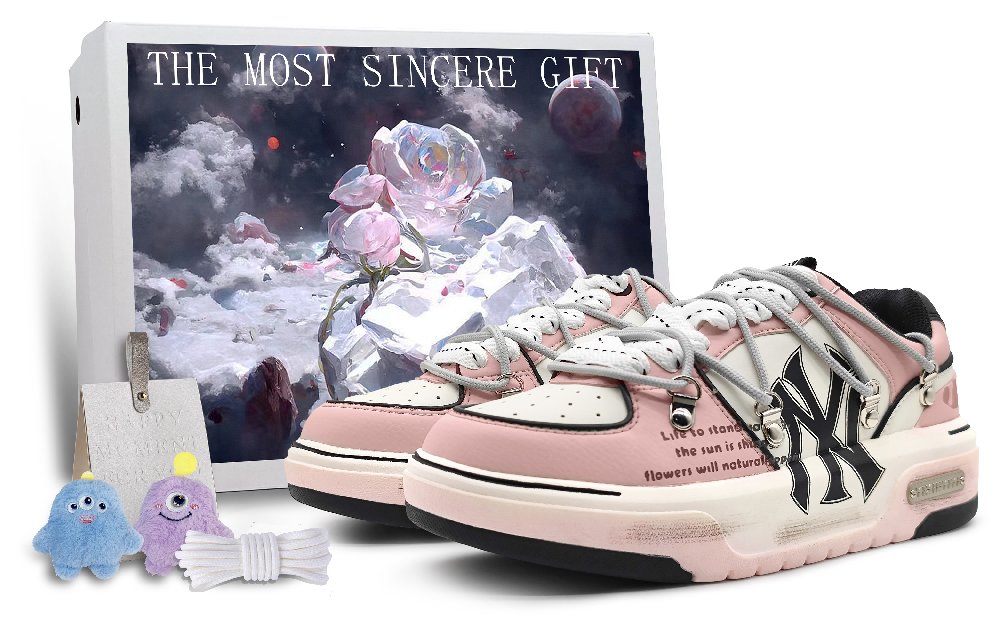 MLB Chunky Liner Low-Top Skateboard Shoes Unisex Cream Pink