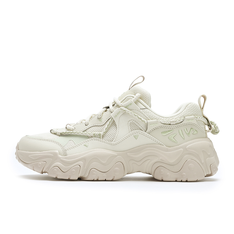 FILA FLUID 5 Cat Paw Shoes 5.0 Low Top Casual Shoes Women's Antique White/Pistachio Yellow