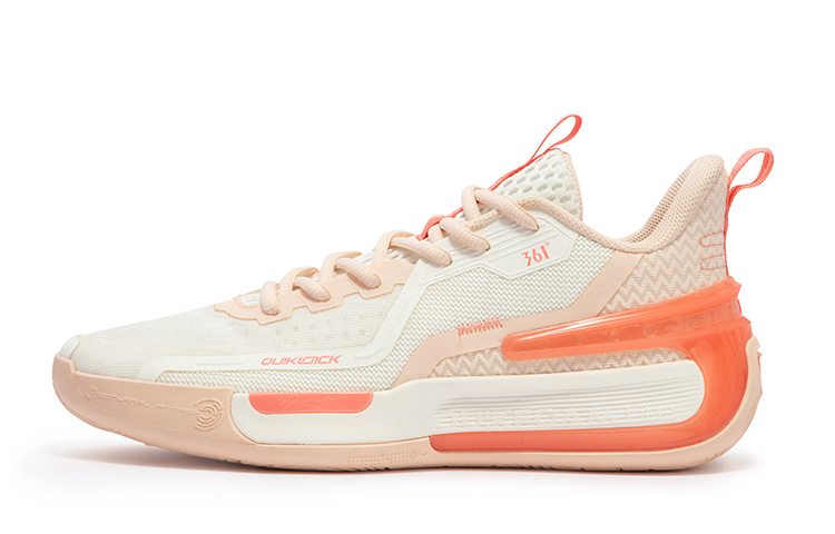 361° GOEY Cushioning Anti-Slip Wear-Resistant Breathability Low-Top Basketball Shoes Men's White Pink