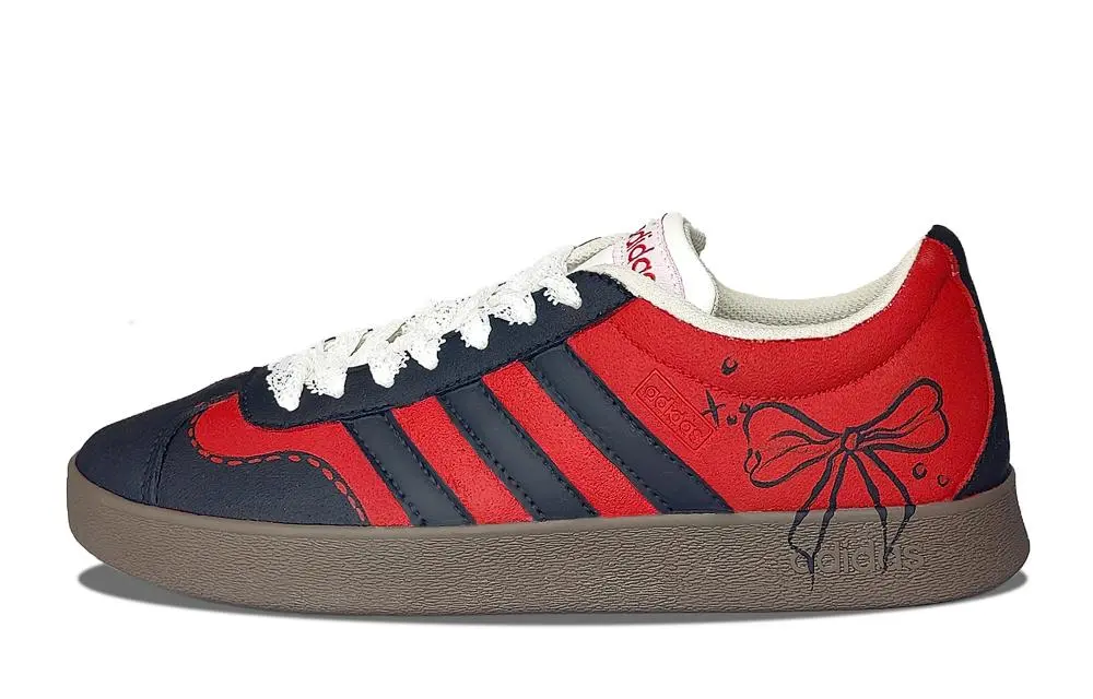Adidas VL COURT 2.0 QiQi Abrasion Resistant Low top Skateboard Shoes Unisex Red