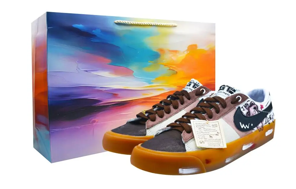 Nike Blazer Evil Bear Coverage, Cushioning, Abrasion Resistant, Balance Low top Skateboard Shoes Unisex Brown White