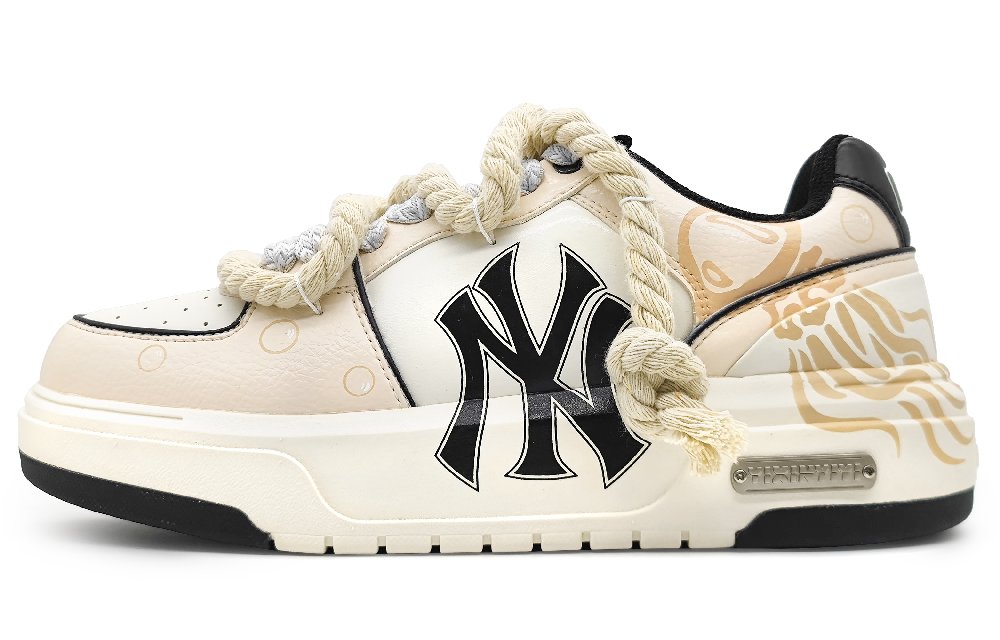 MLB Chunky Liner Wear-Resistant Height Increasing Low-Top Skateboard Shoes Unisex Beige