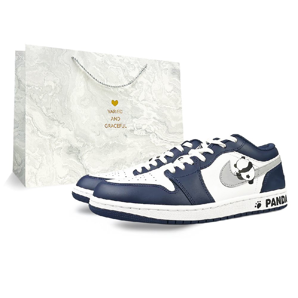 Jordan Air Jordan 1 Anti-Slip Wear-Resistant Low-Top Vintage Basketball Shoes Men's White Blue