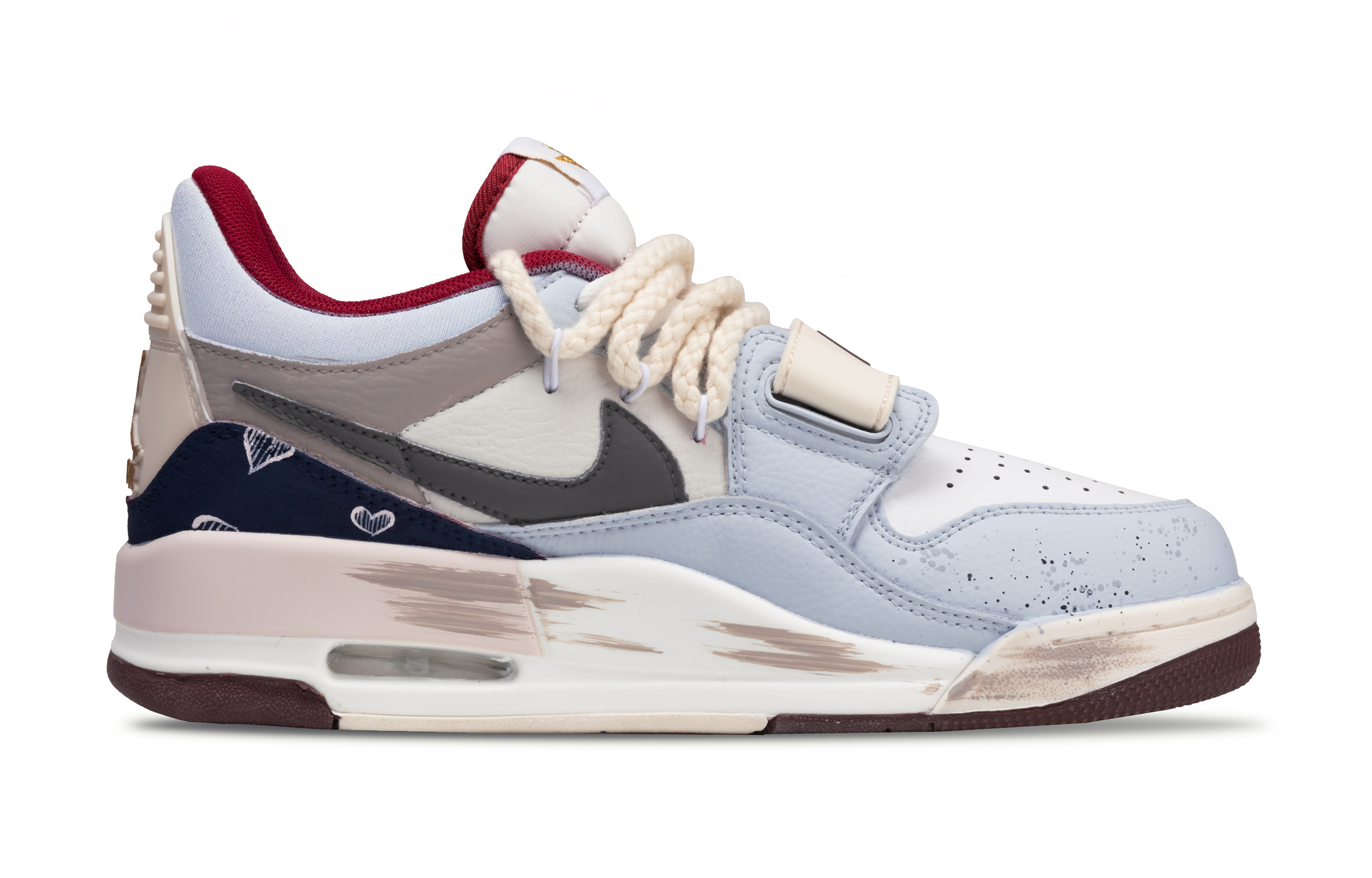 Jordan Legacy 312 Raspberry Abrasion Resistant Low top Vintage Basketball Shoes Men's Red Blue