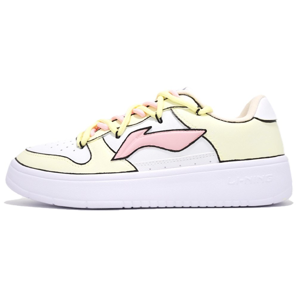 LiNing Pontoon Boats Anti Slip Wear Resistant Low Top Skateboard Shoes Women's Light Yellow