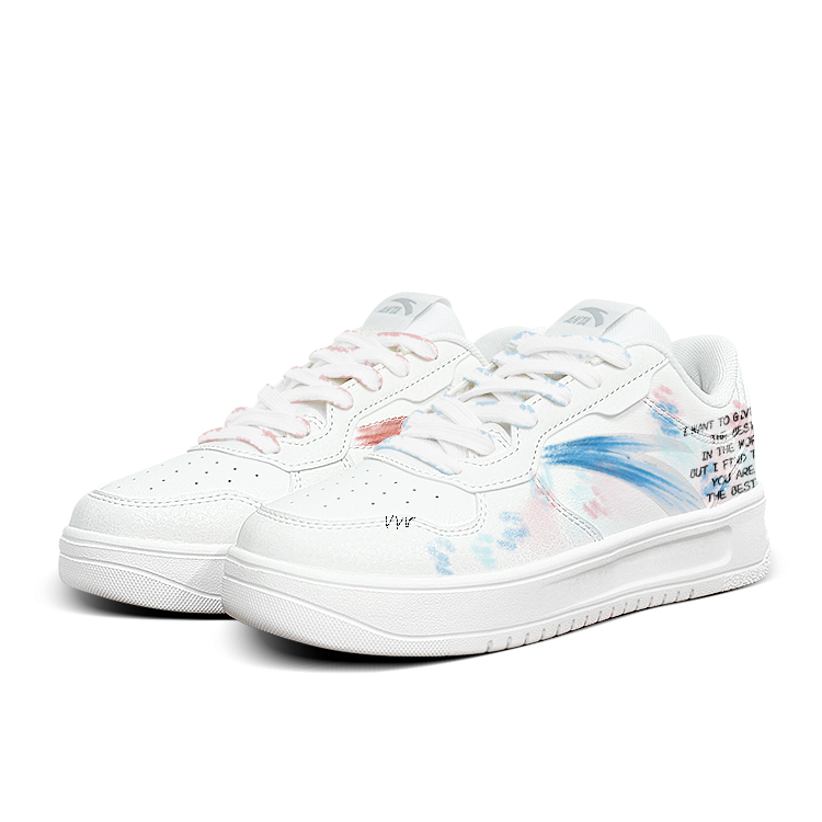 Anta Relaxed Anti Slip Wear Resistant Low Top Skateboard Shoes Unisex Blue Red Mismatched