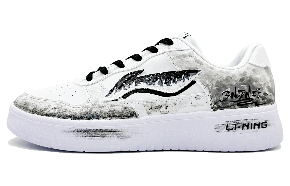 LiNing Pontoon Boats Slip Resistant, Abrasion Resistant, Breathable Low top Skateboard Shoes Men's Gray White