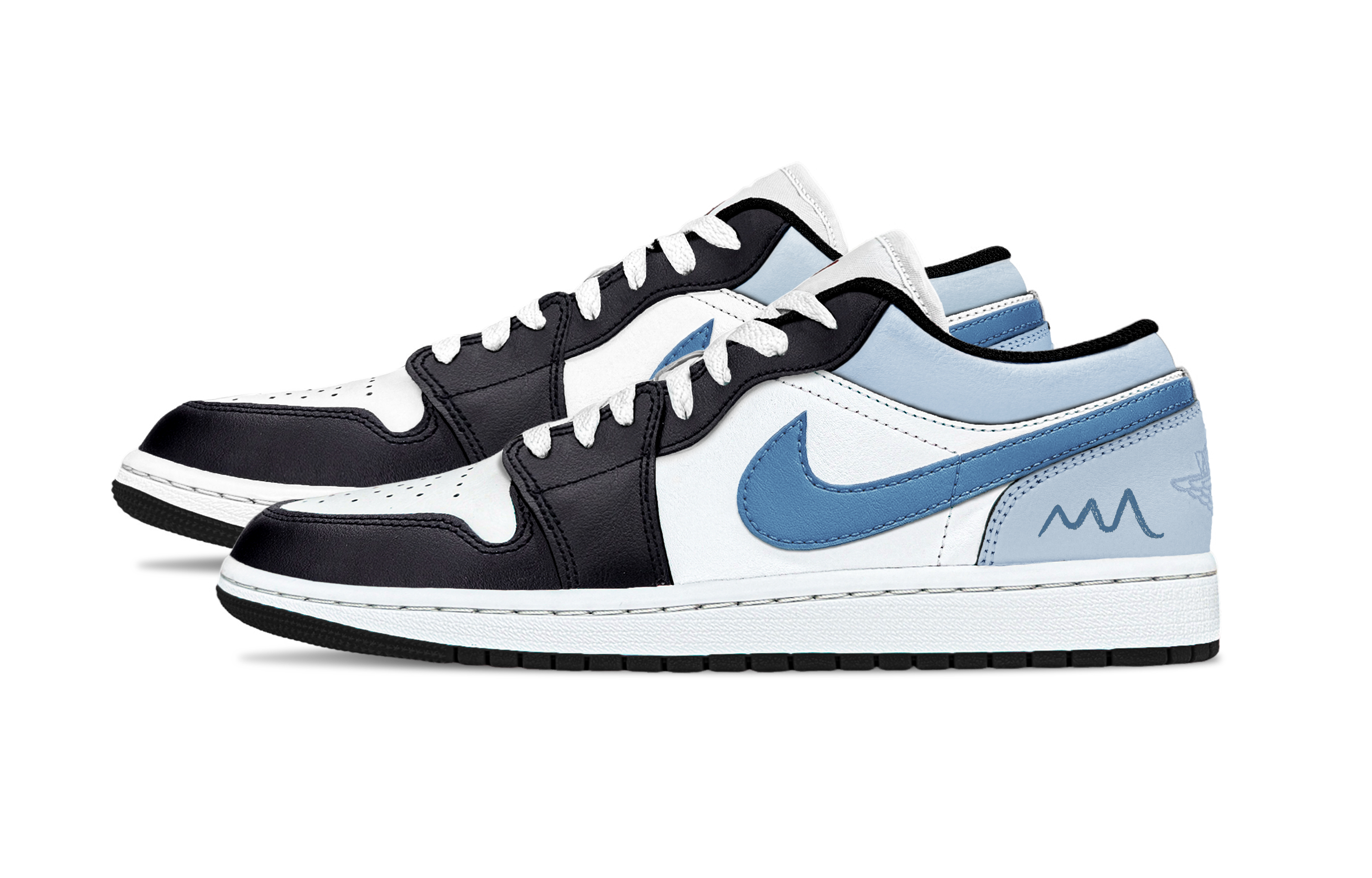 Jordan Air Jordan 1 Aurora Slice Support Low top Vintage Basketball Shoes Unisex Blue Black White купить в интернет-магазине Yoocart с быстрой доставкой по России.