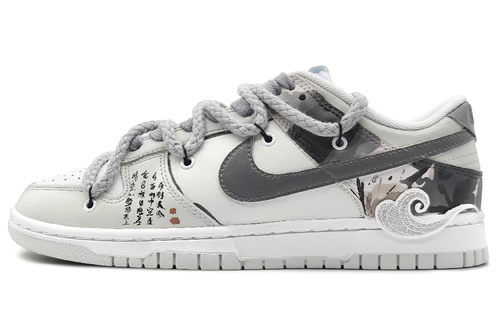 Nike Dunk Low-Top Skateboard Shoes Men's Gray White