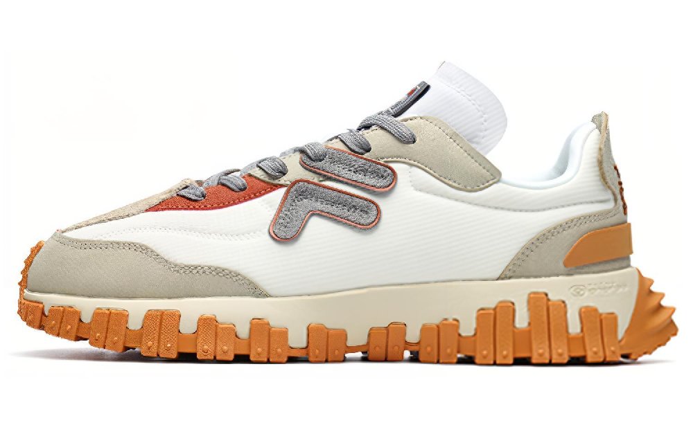 FILA FUSION UNIQUE RT70 Cushioned Slip-Resistant Abrasion-Resistant Low-Top Chunky Sneakers Men's White Yellow