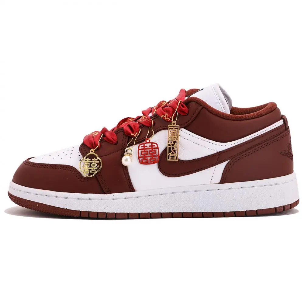 Jordan Air Jordan 1 Abrasion Resistant Coverage Low top Vintage Basketball Shoes Unisex Red