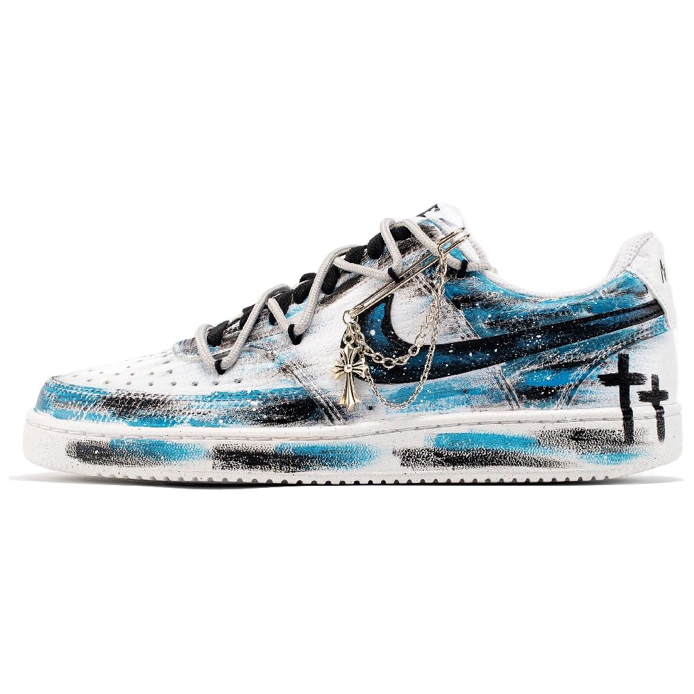 Nike Court Vision 1 Anti-Slip Wear-Resistant Low-Top Skateboard Shoes Men's Blue White Black
