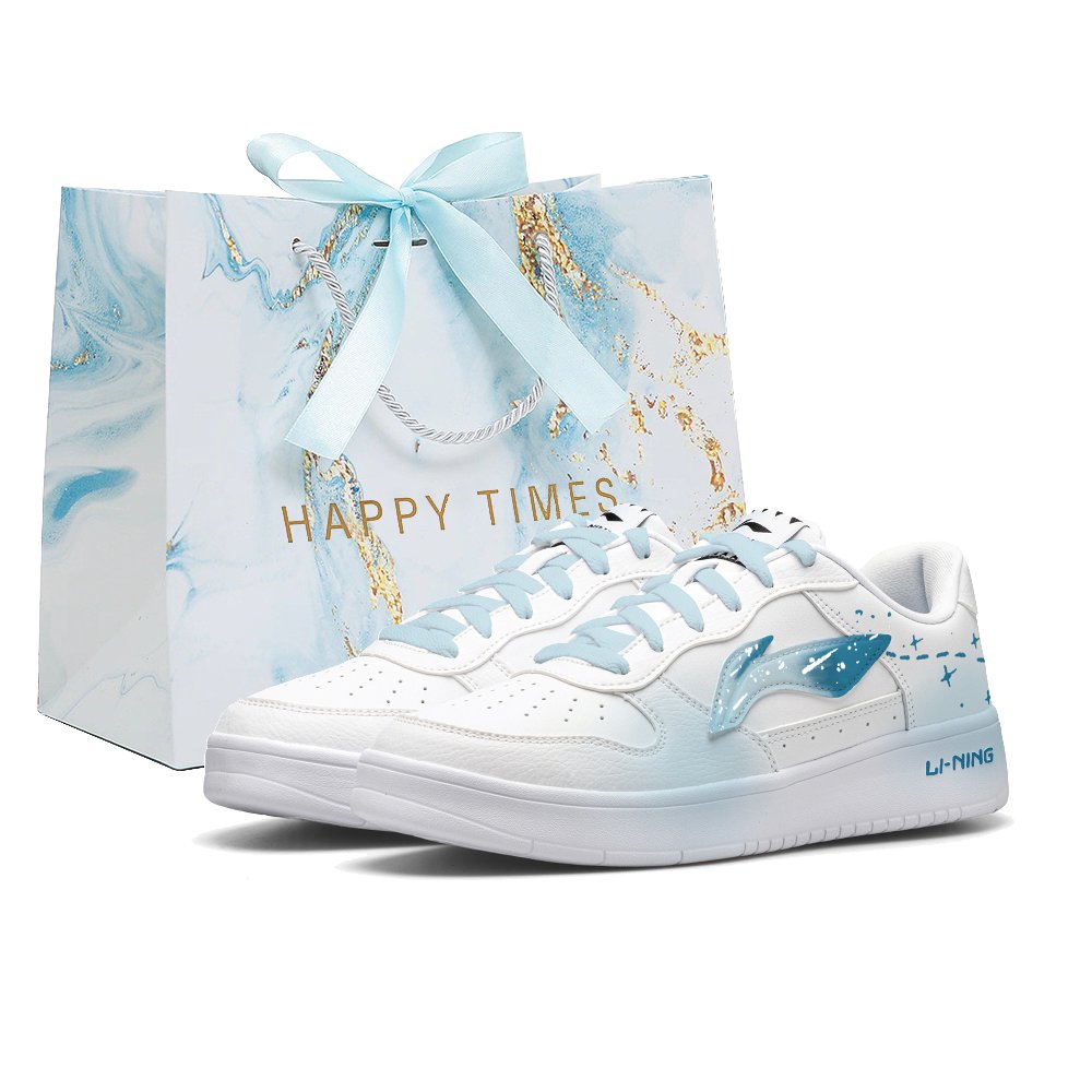 LiNing Pontoon Boats Xingji Route Abrasion Resistant Shock Absorbers Low top Skateboard Shoes Men's White Blue