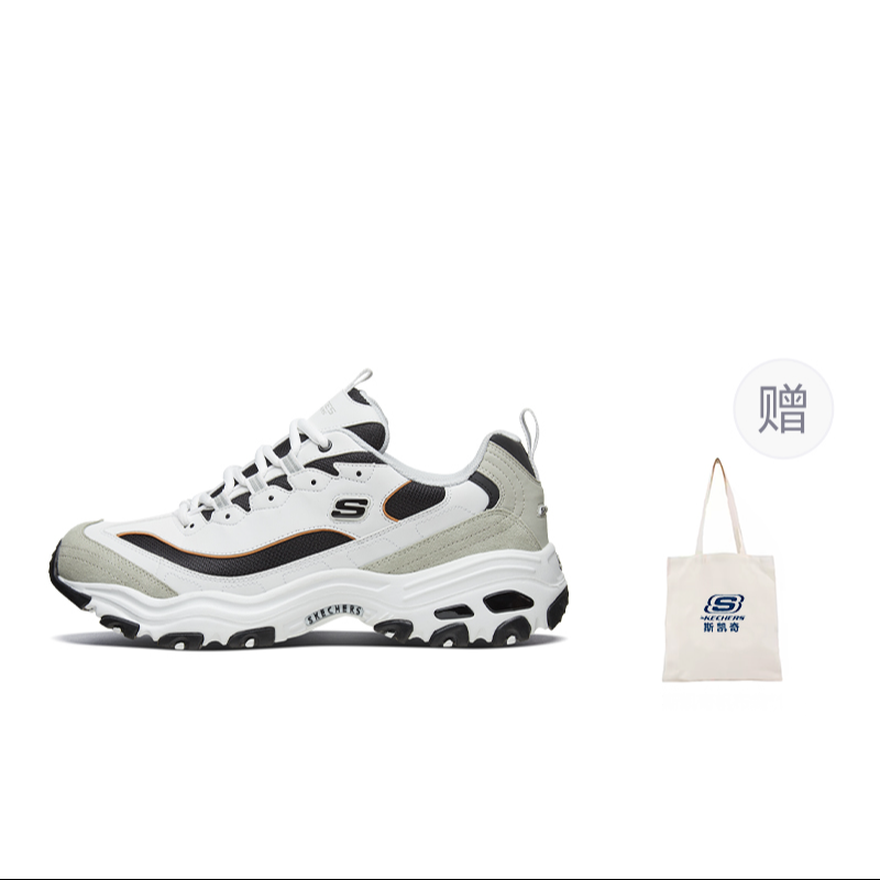 Skechers D'LITES 1.0 Low Top Chunky Sneakers Women's White Gray