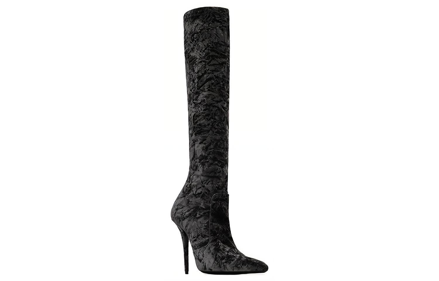 SAINT LAURENT Ella Velvet 110mm Thigh-high Boots