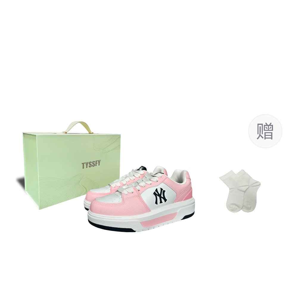 MLB Chunky Liner Pink Shadow Box Abrasion Resistant Low Top Skateboard Shoes Women's Pink