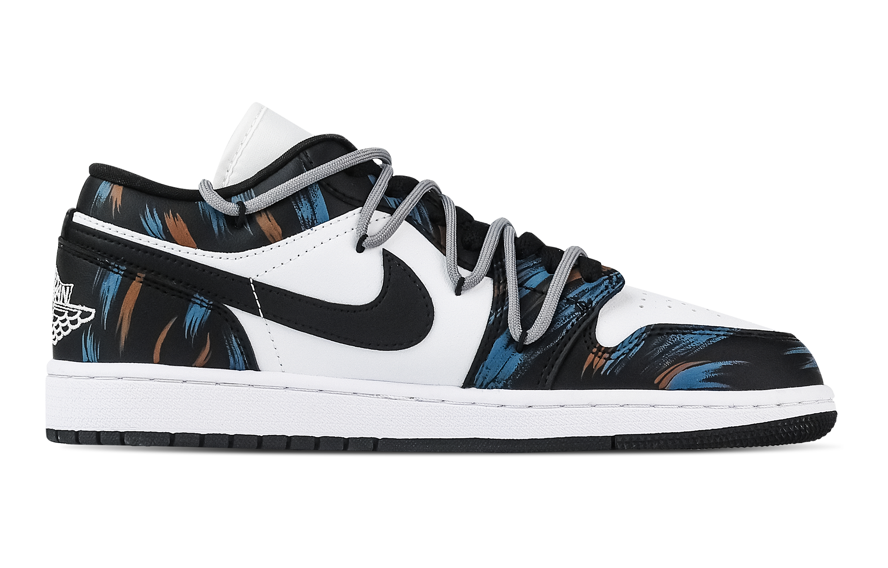 Jordan Air Jordan 1 Sea Dark Fire Low top Vintage Basketball Shoes Unisex Black