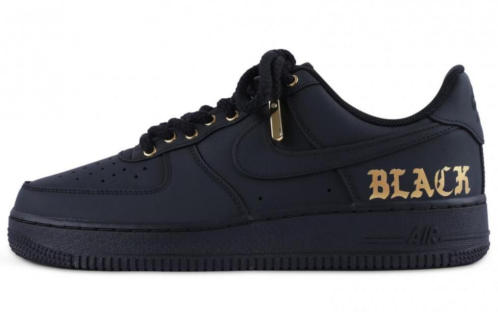 Nike Air Force 1 Abrasion Resistant Balance Low Top Skateboard Shoes Unisex Black Gold