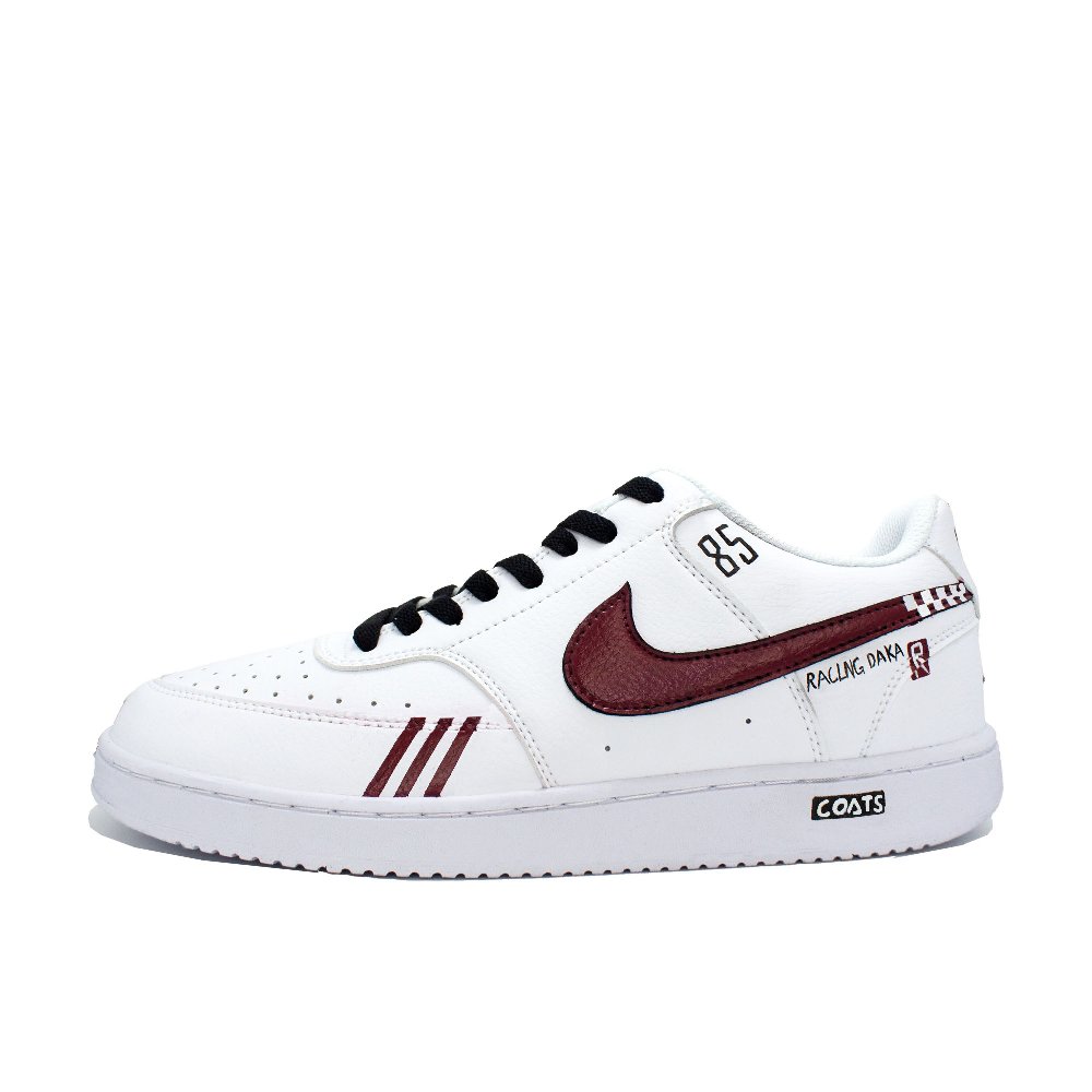 Nike Court Vision 85 Racing Abrasion Resistant Low Top Skateboard Shoes Unisex Red White