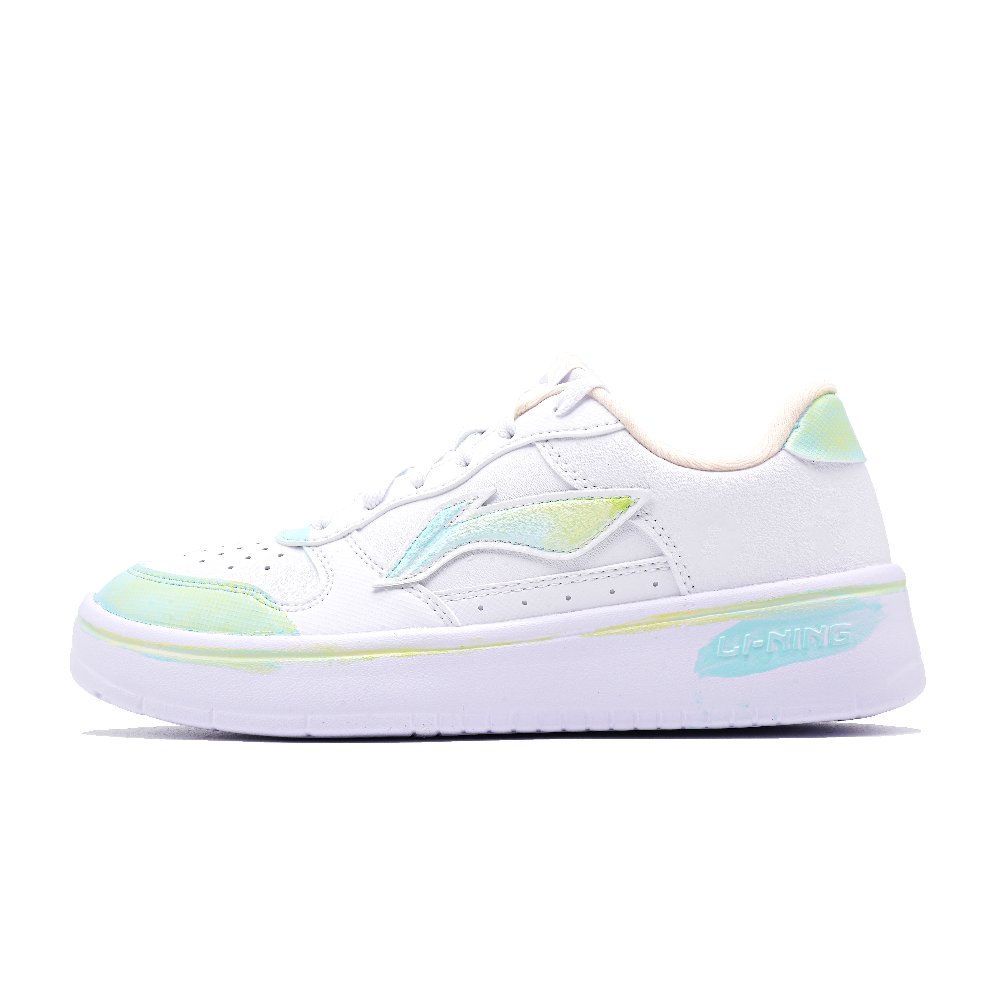 LiNing Pontoon Boats Anti Slip Wear Resistant Low Top Skateboard Shoes Unisex White Cyan