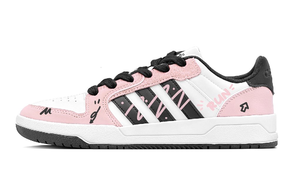 Adidas Neo Entrap Strawberry Cookies Anti-Slip Wear-Resistant Low-Top Vintage Basketball Shoes Unisex White Black Pink