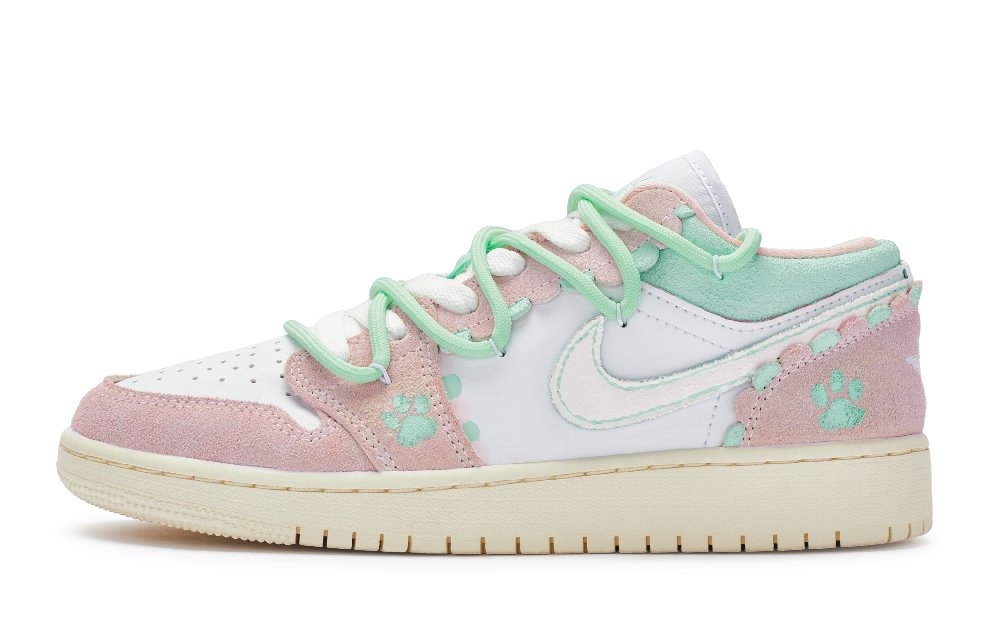 Jordan Air Jordan 1 Low Low-Top Skateboard Shoes Women's Pink Green White