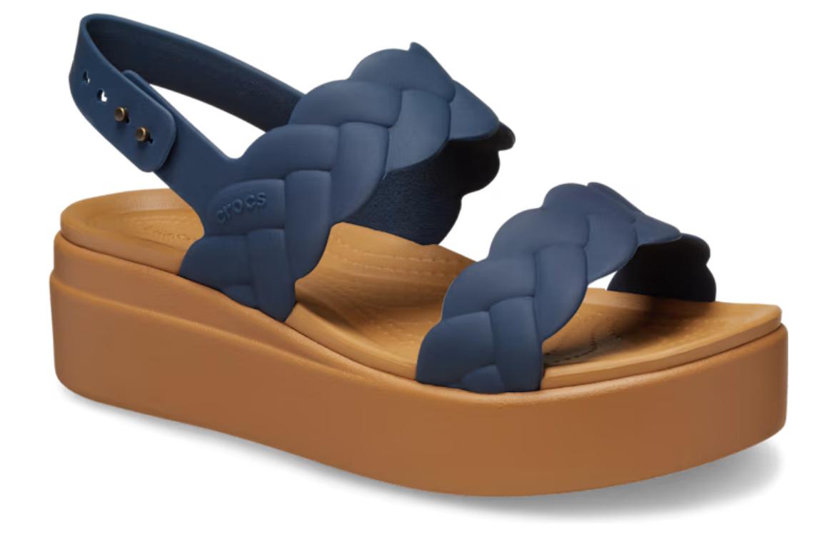 Crocs Brooklyn Woven Wedge Sandals 'Blue Brown' Women's