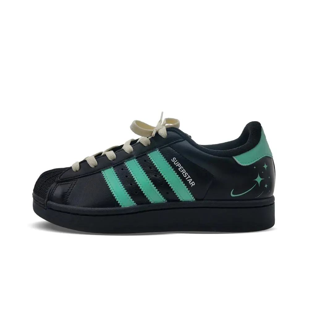 Adidas Originals Superstar 2 Low top Skateboard Shoes Unisex Black Green