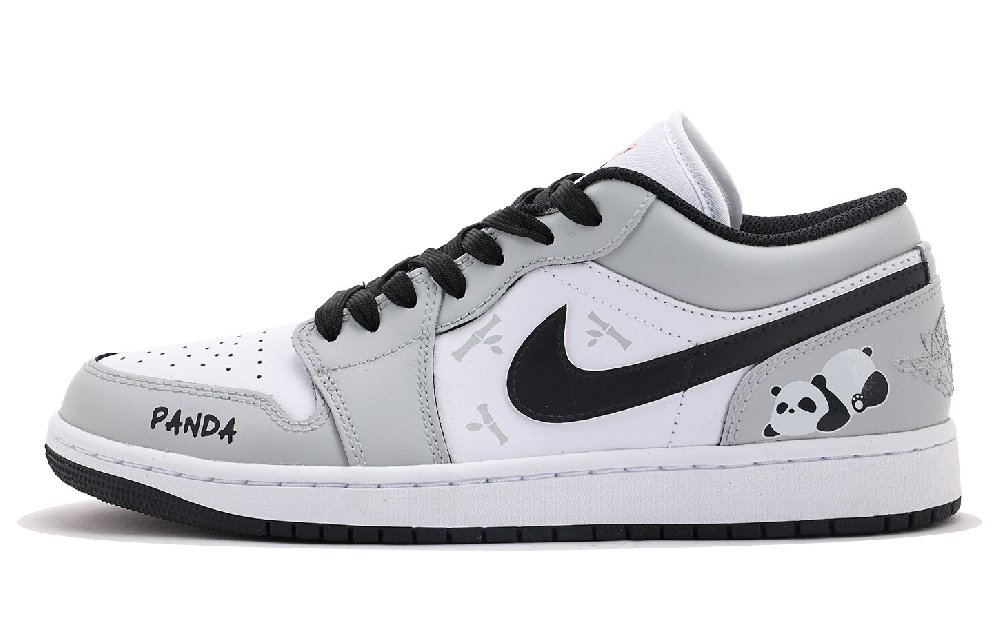 Jordan Air Jordan 1 Abrasion Resistant Low Top Vintage Basketball Shoes Unisex Gray White
