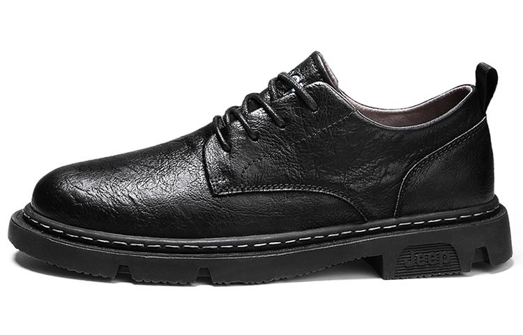 Jeep Leather Casual Shoes Men's Black