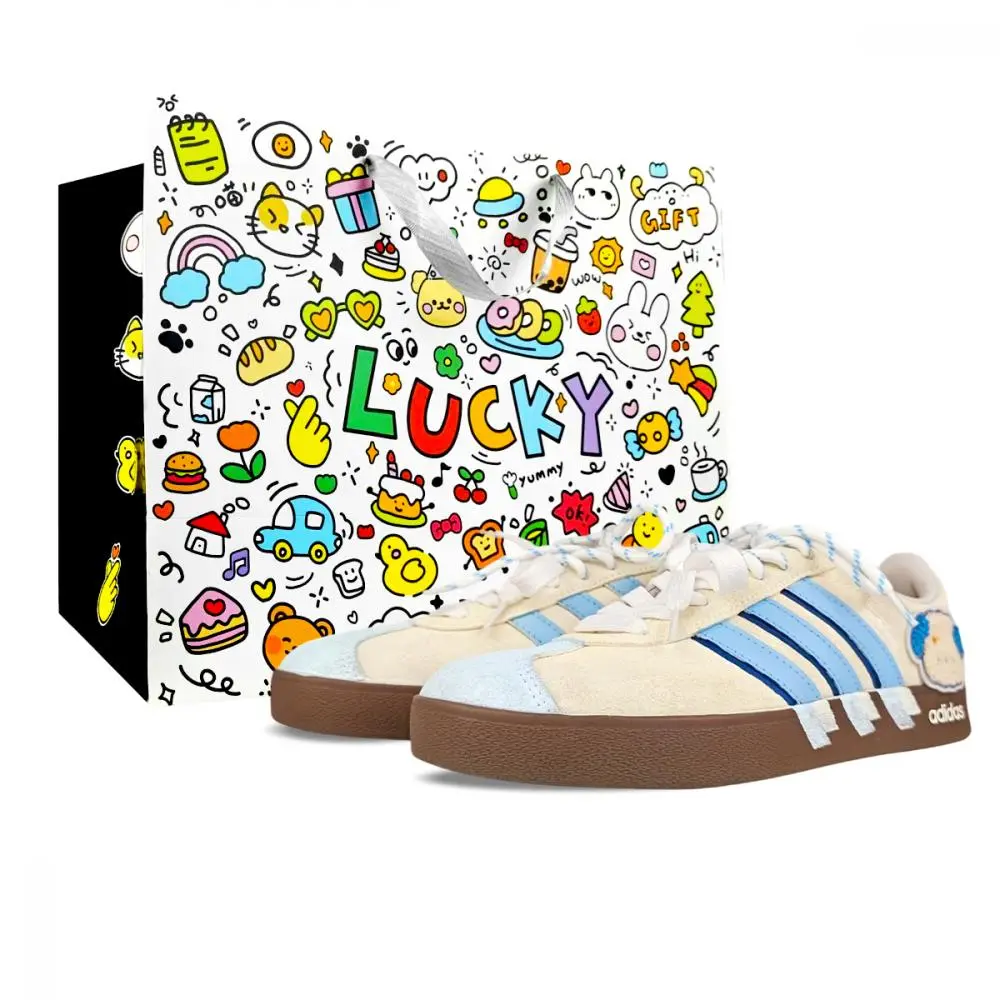 Adidas VL COURT 2.0 Cushioning, Wear Resistant Low top Skateboard Shoes Unisex Blue Apricot