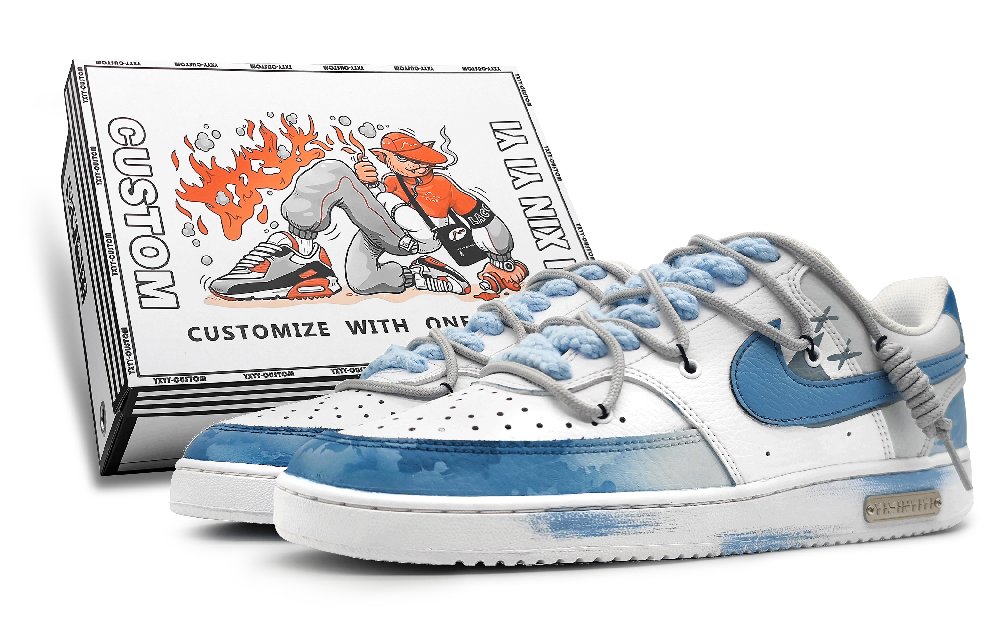 Nike Court Vision 1 Non-slip Lightweight Low-Top Skateboard Shoes Women's Blue Gray