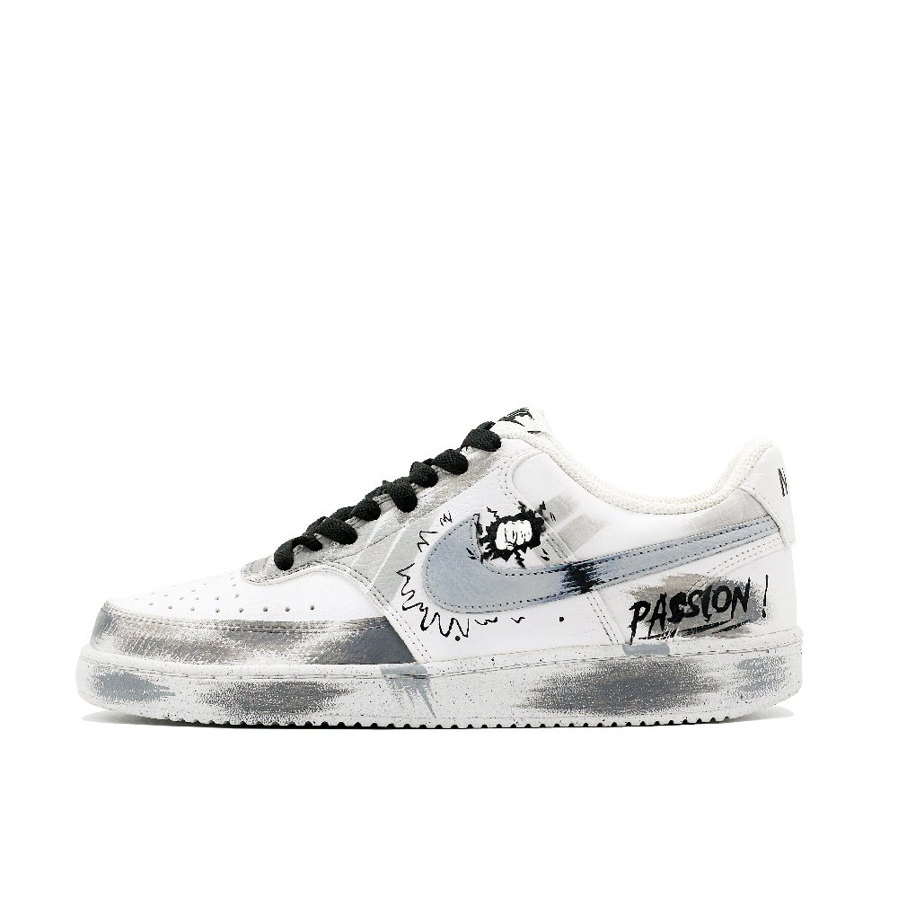 Nike Court Vision 1 Slip Resistant Low Top Skateboard Shoes Men's Gray White