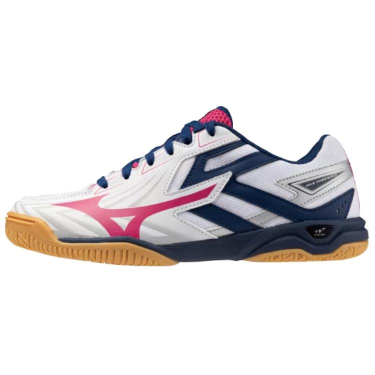 Mizuno Women's Wave Kaiserburg 8 Wide 'White Navy Pink'