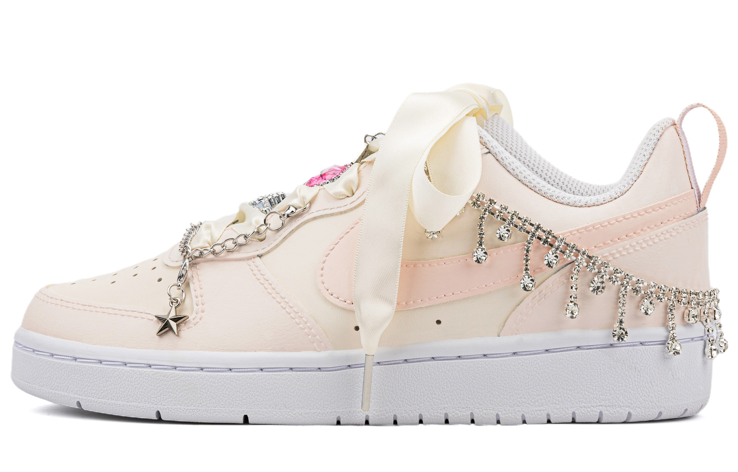 Nike Court Borough Lightweight Low Top Skateboard Shoes Women's White Pink